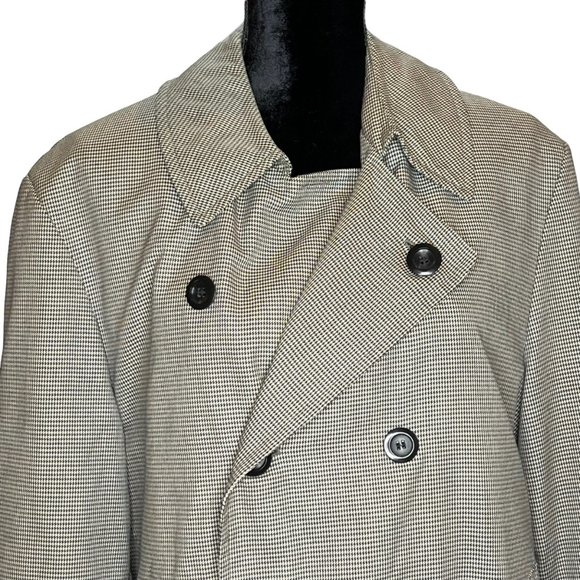 London Fog Maincoats Jacket Mens 40 Regular Houndstooth Trench Coat Cloth Lined - Picture 4 of 16